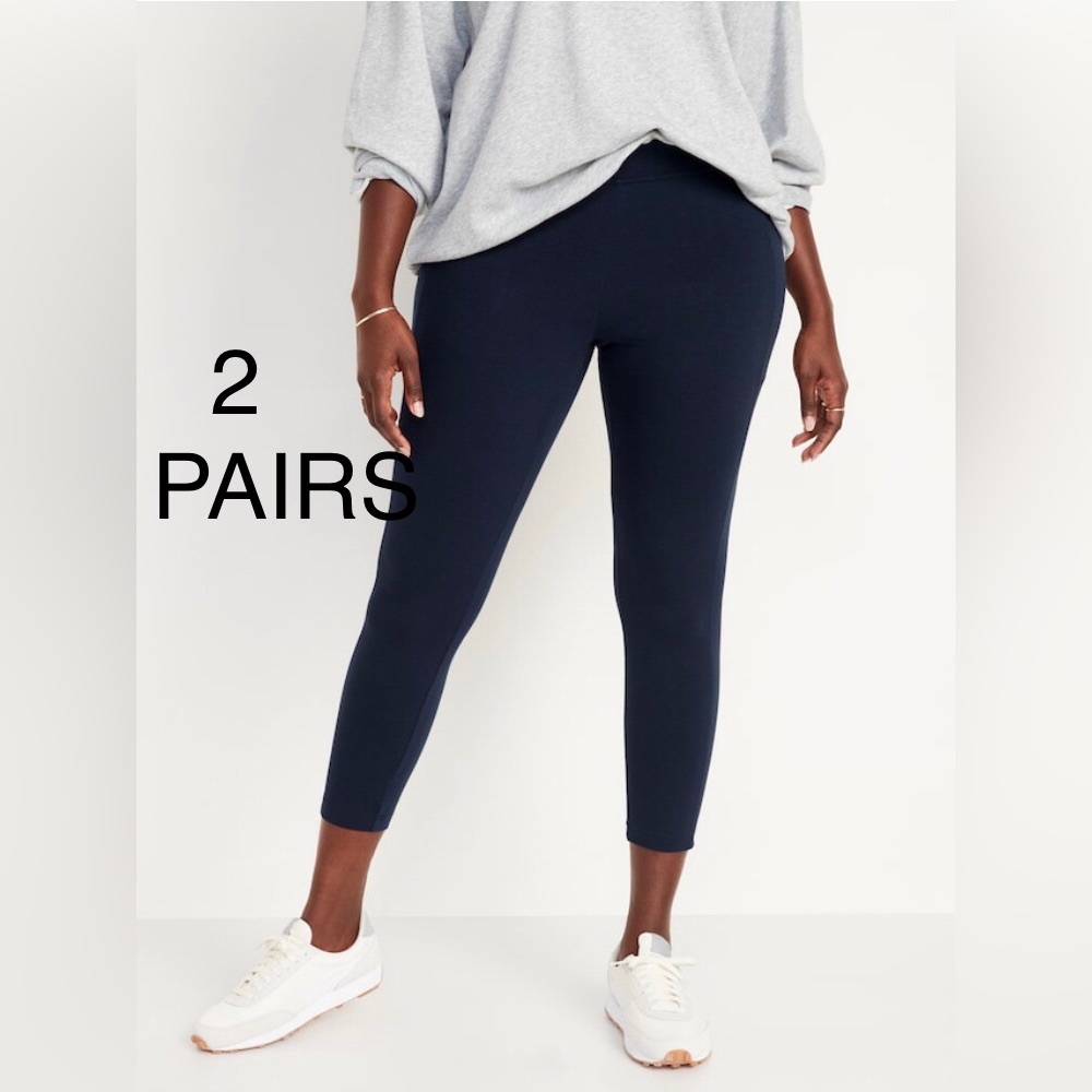 TWO PAIRS Old Navy High-Waisted Side Pocket 7/8 Leggings, Navy Blue